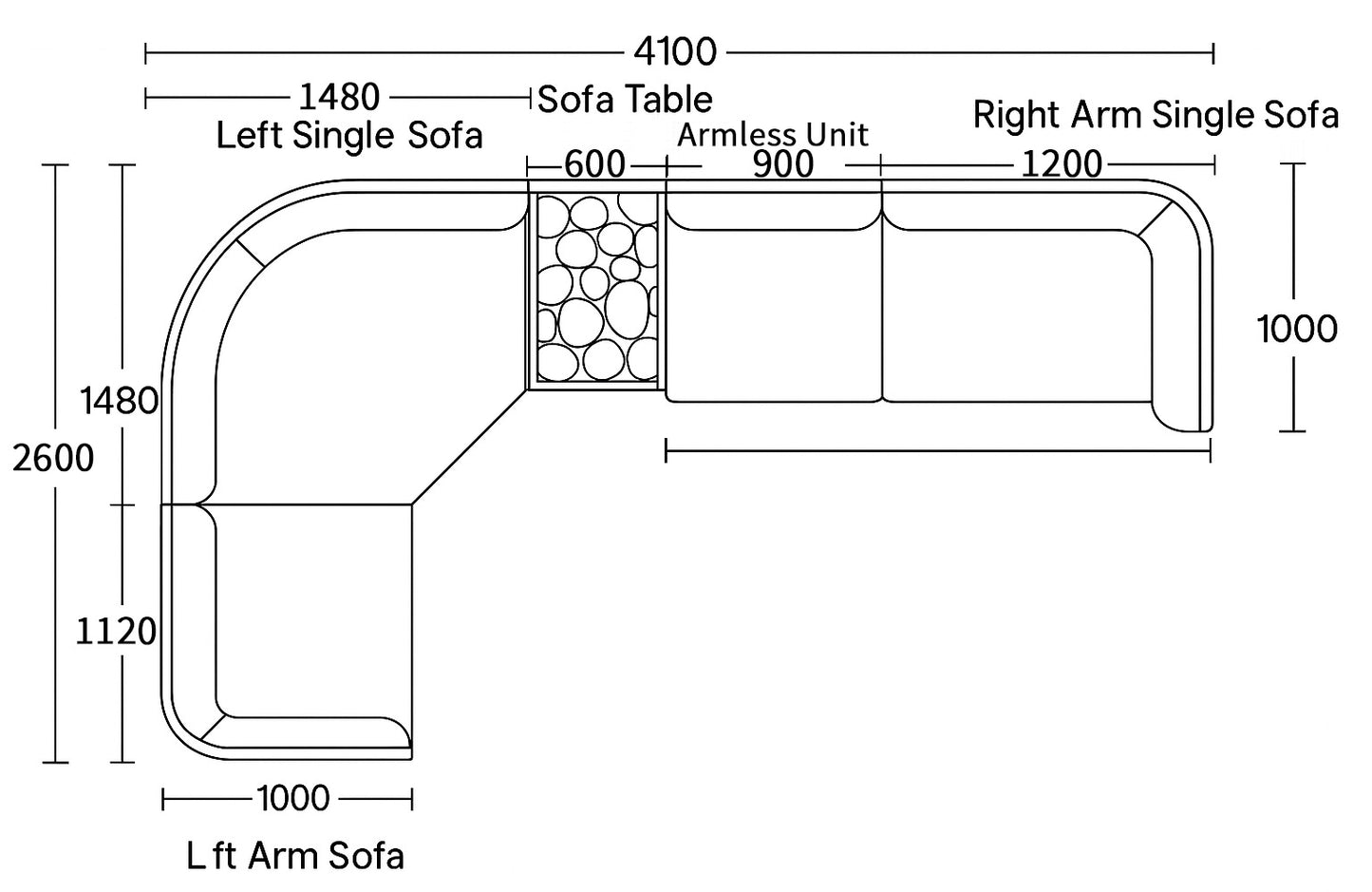Modular Sofa Set — 5 Pieces