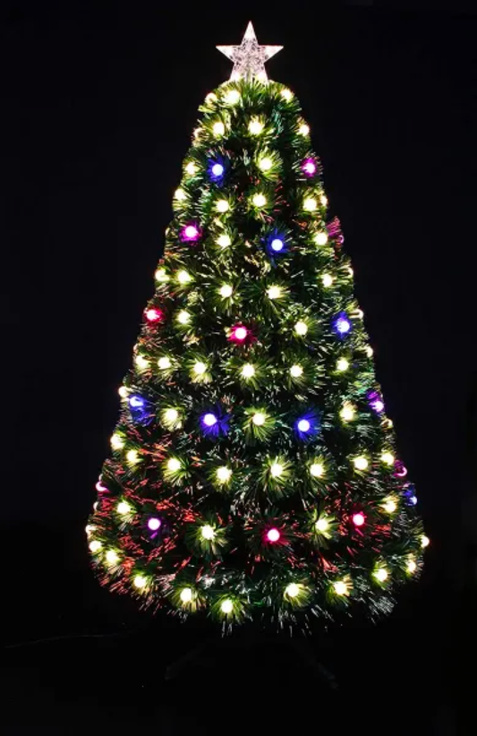 HYTX Fully-lit seven-color small light ball fiber optic christmas tree