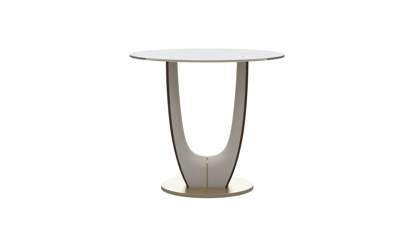 Oval Side Table — Black Glass Top